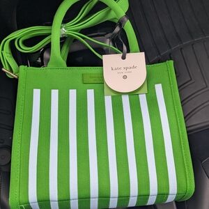 Kate Spade Green and White Striped Women's Bag